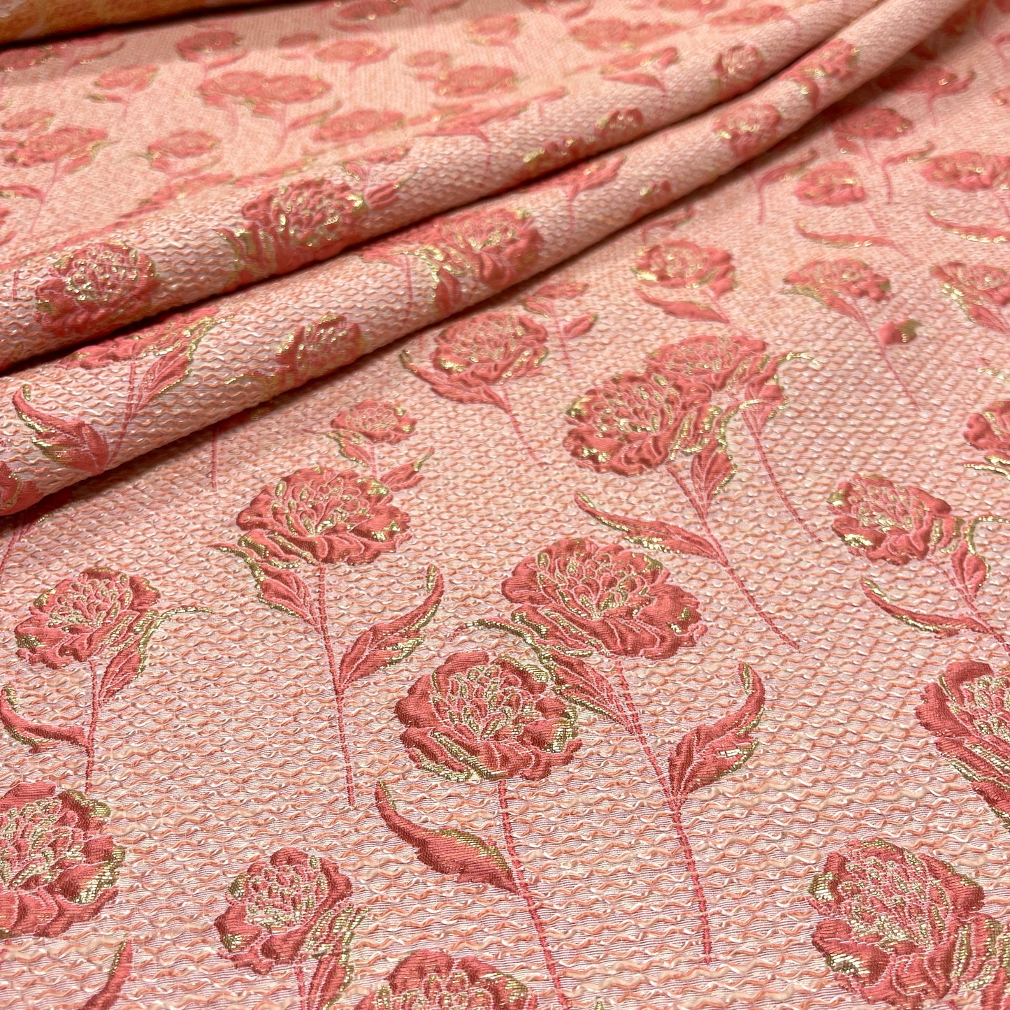 Floral Jacquard Silk – Pink and Gold