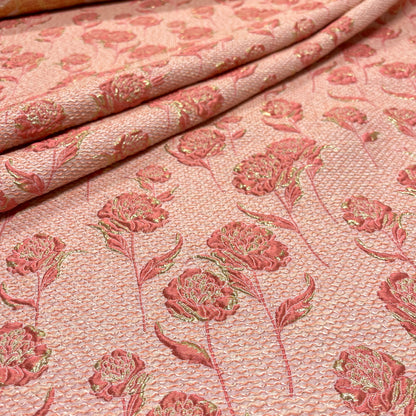 Floral Jacquard Silk – Pink and Gold