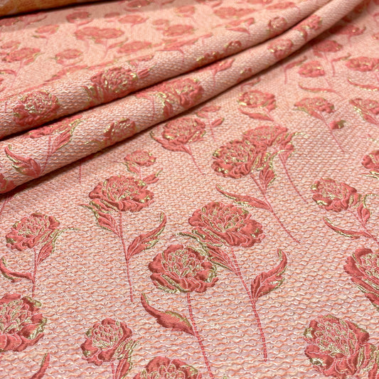 Jacquard floreale seta – Rosa e Oro