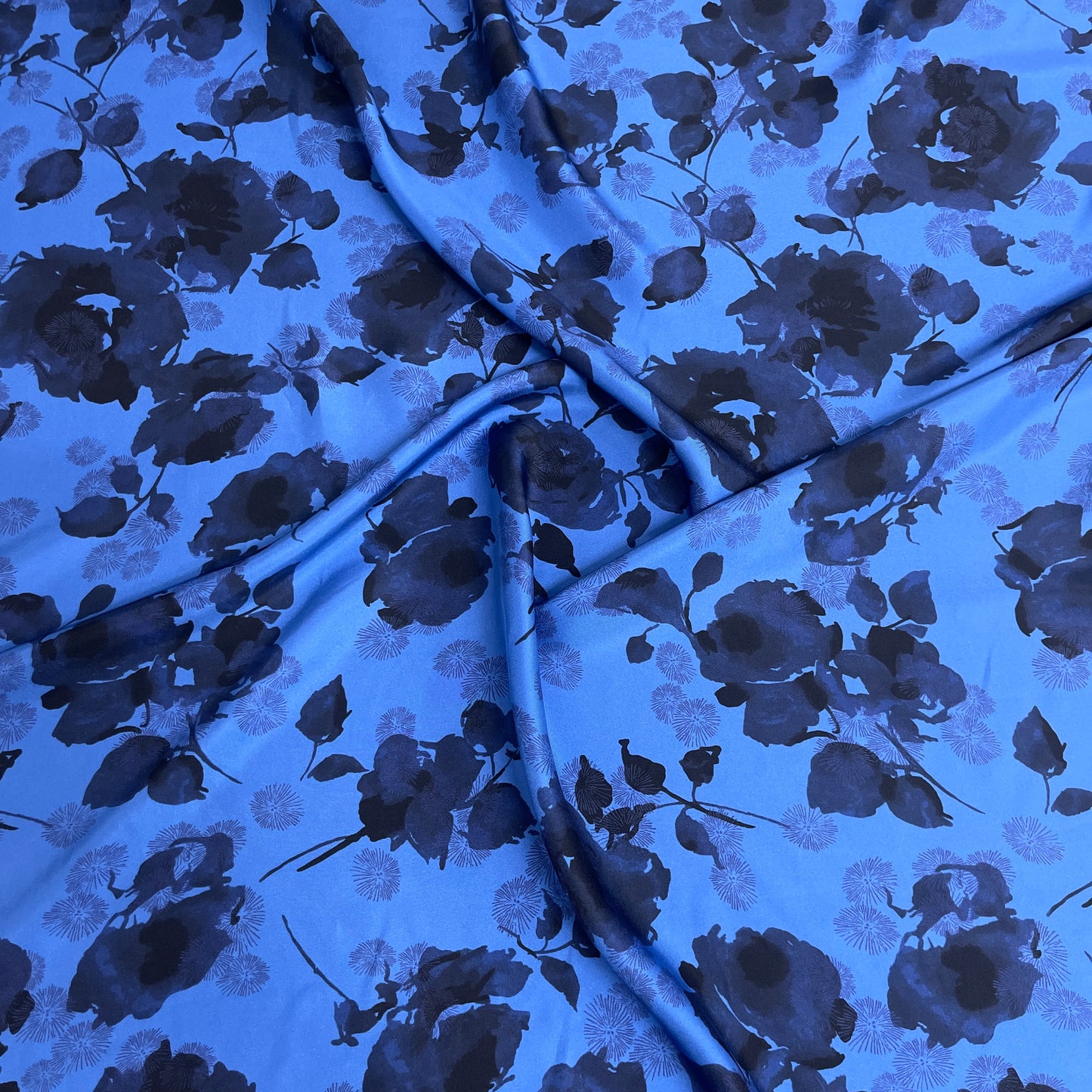 Twill di Seta Floreale Blu| 2,10 × 1,40 m