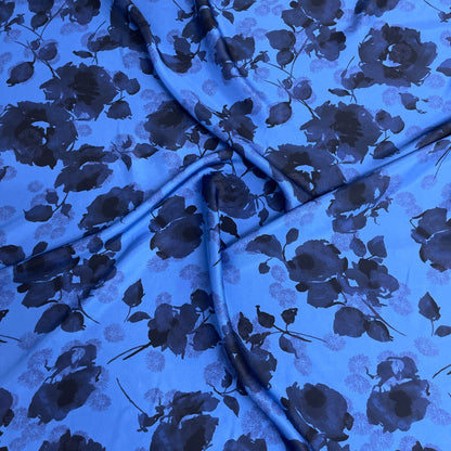 Twill di Seta Floreale Blu| 2,10 × 1,40 m