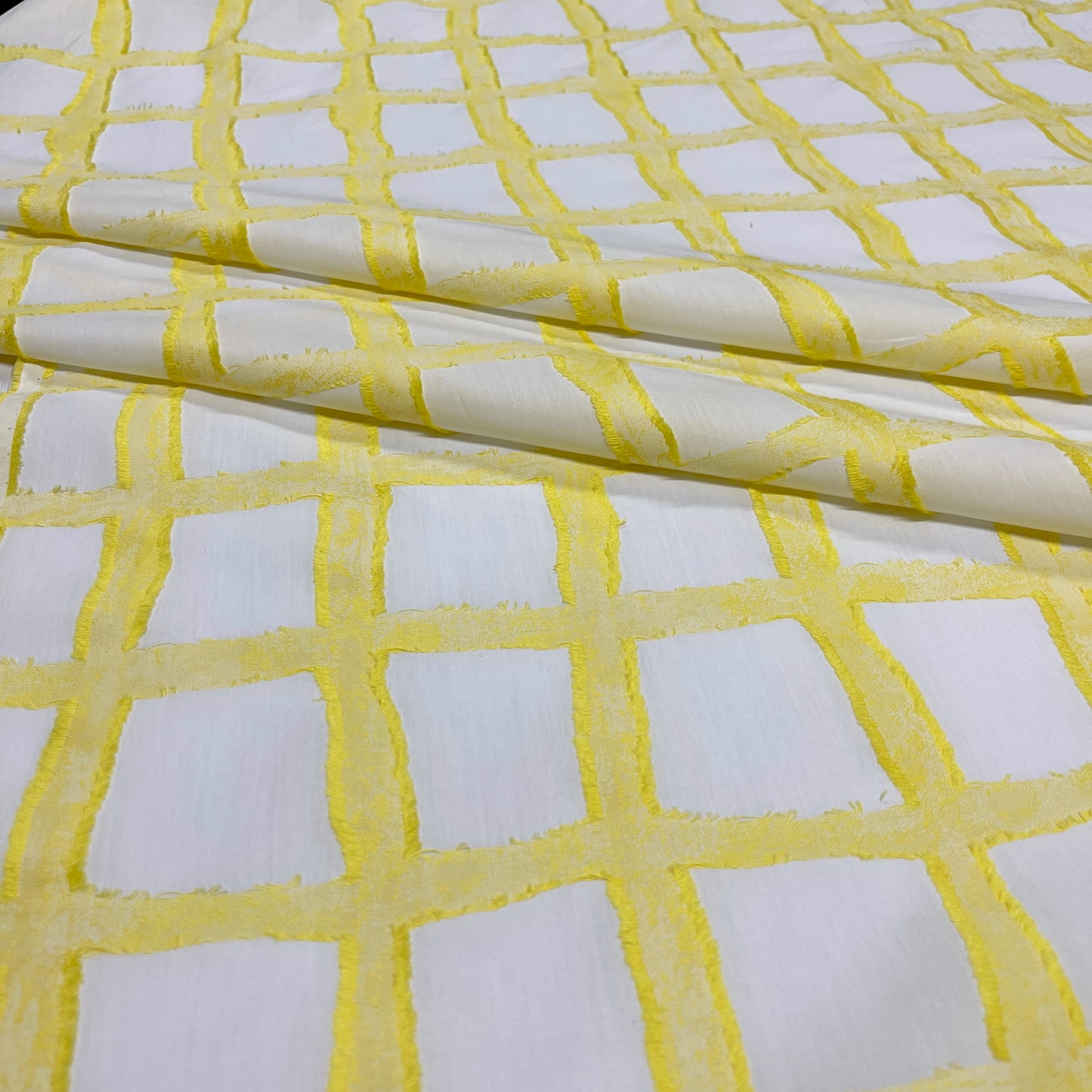 Cotone Jacquard Geometrico Effetto Griglia