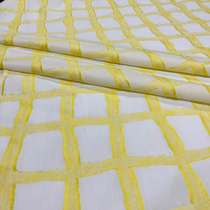 Cotone Jacquard Geometrico Effetto Griglia