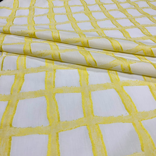 Cotone Jacquard Geometrico Effetto Griglia