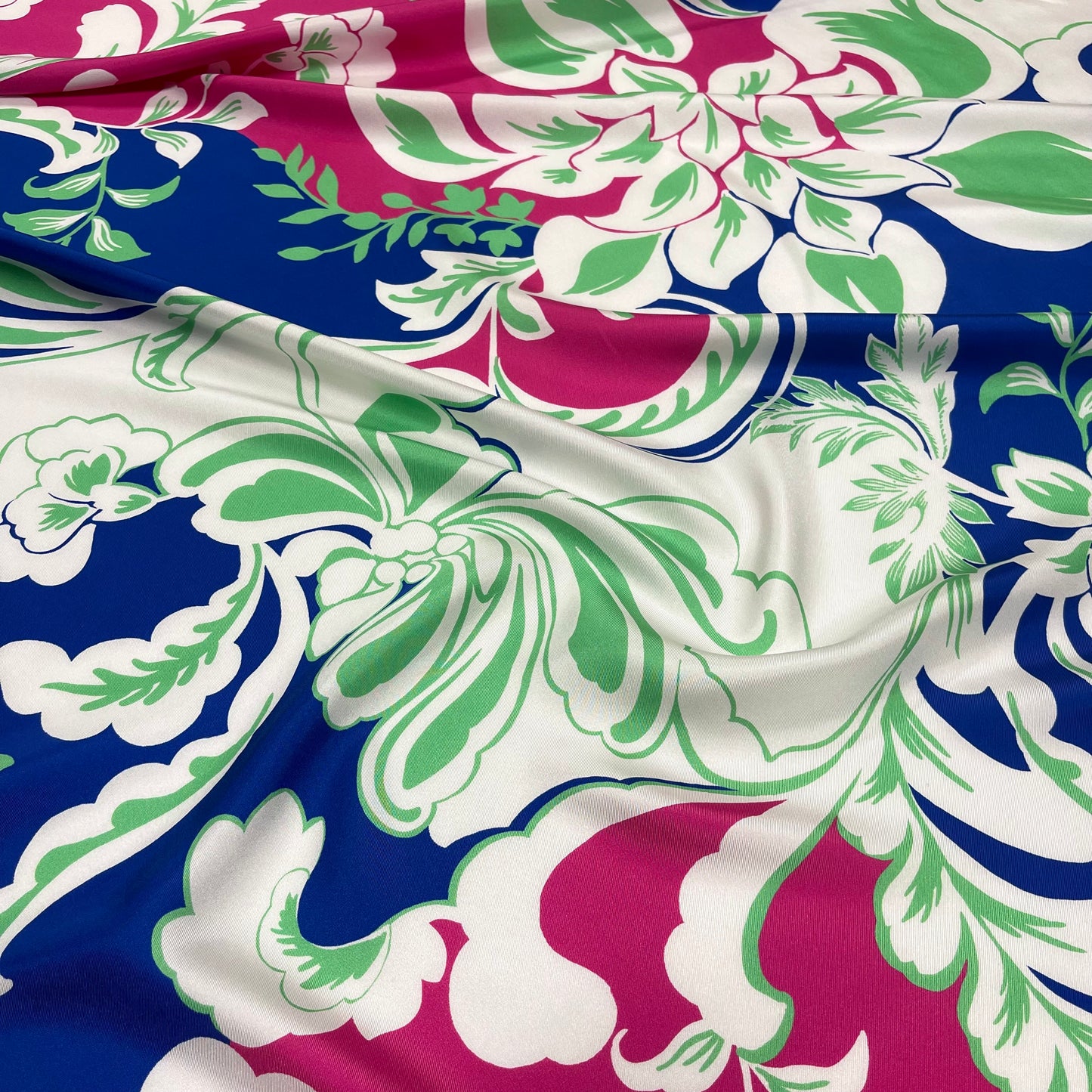 Twill Seta Fiori Fuxia