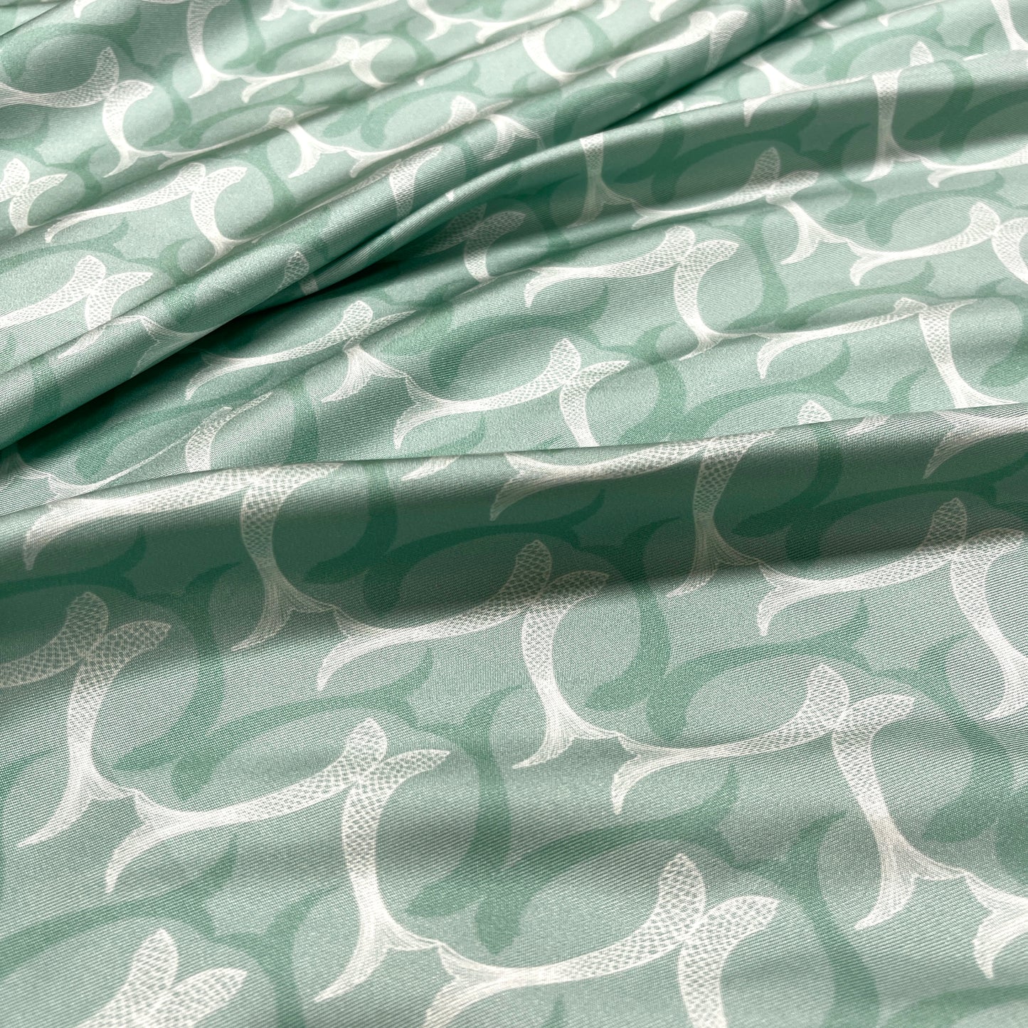 Twill di Seta Verde Acqua Fantasia