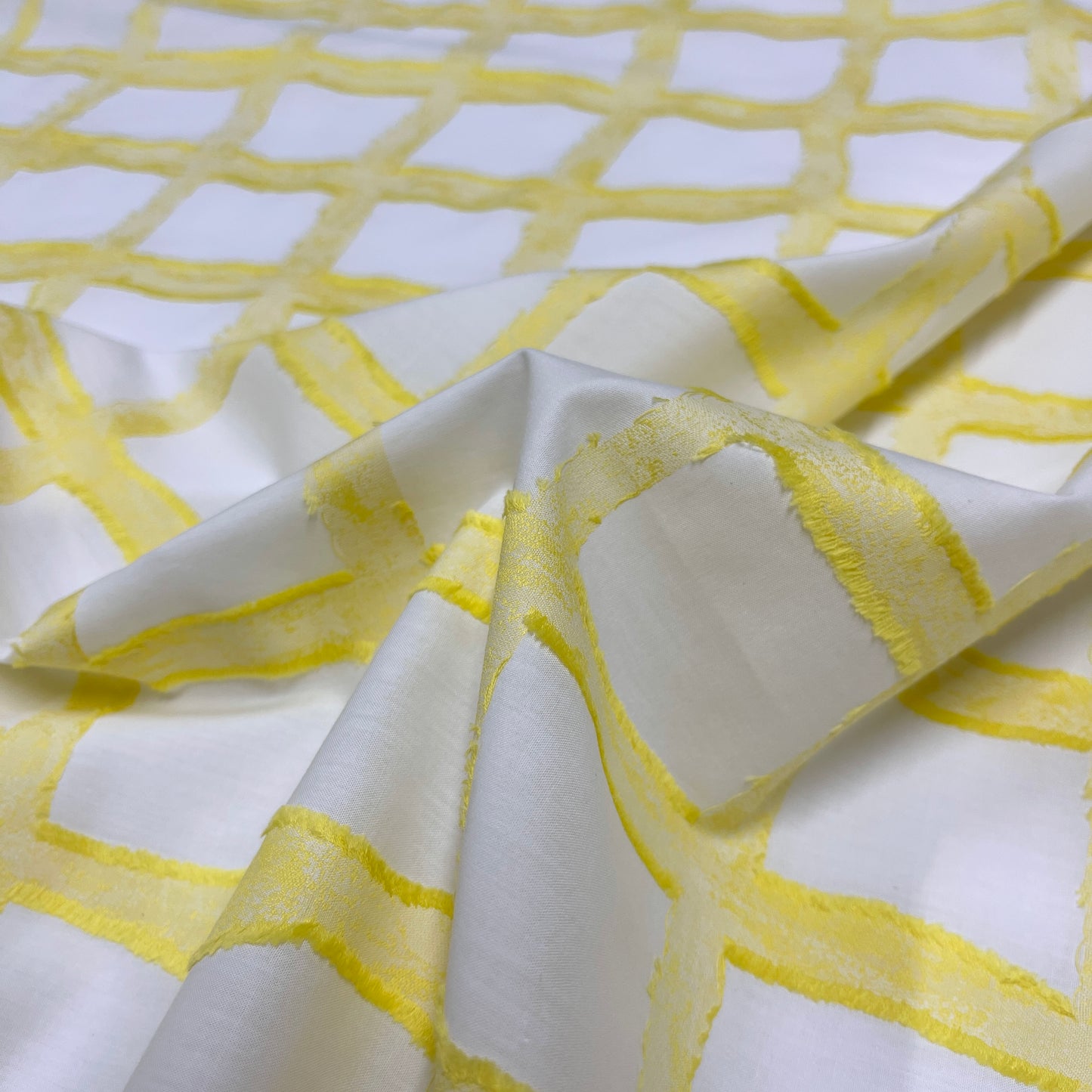 Cotone Jacquard Geometrico Effetto Griglia