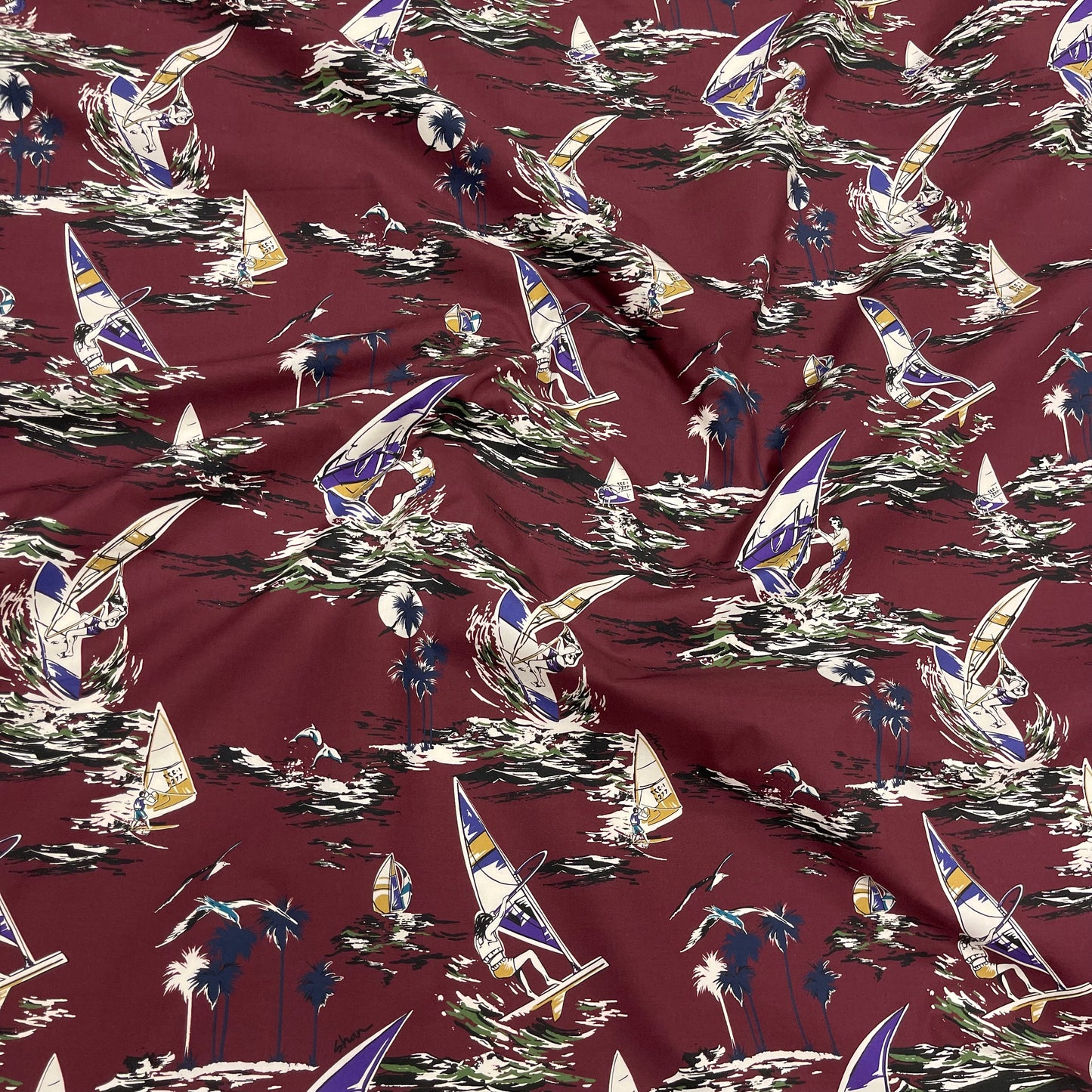 Bordeaux Nautical Poplin Cotton