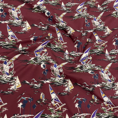 Bordeaux Nautical Poplin Cotton
