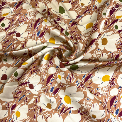 Raso di Seta Fantasia Floreale Beige – 2,50 × 1,40 m