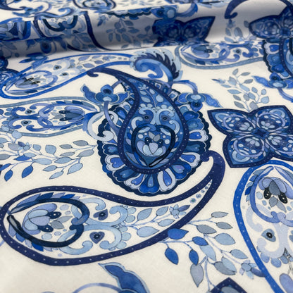 Cotone Leggero Paisley Blu