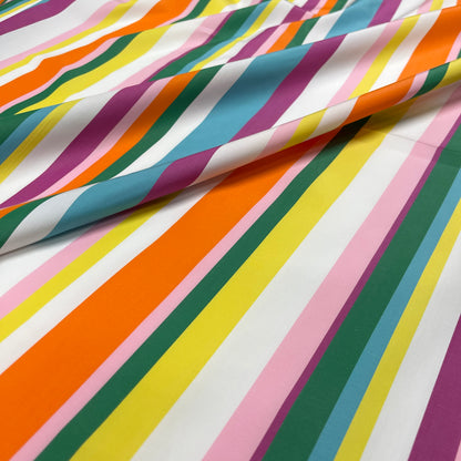 Popeline di Cotone Righe Multicolor