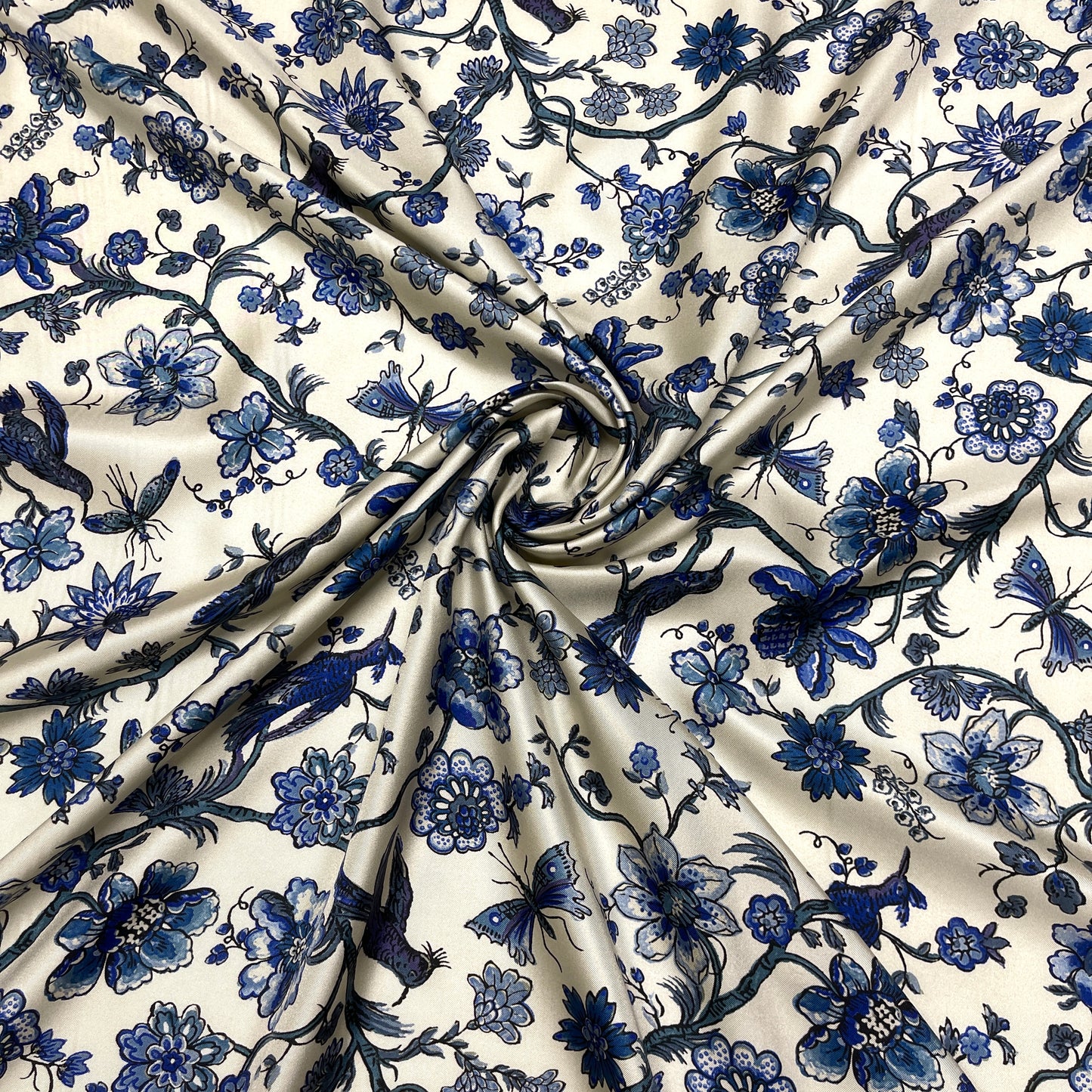 Twill di Seta Giardino Blu Reale