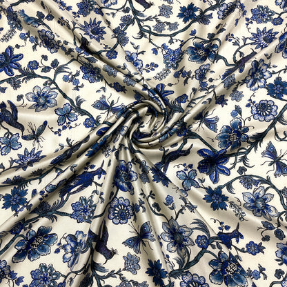 Twill di Seta Giardino Blu Reale