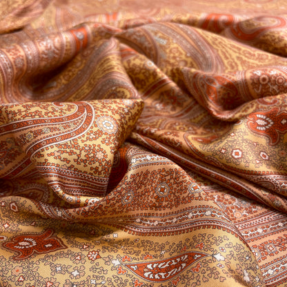 Twill di Seta Paisley Beige e Ruggine – 2,90 × 1,40 m