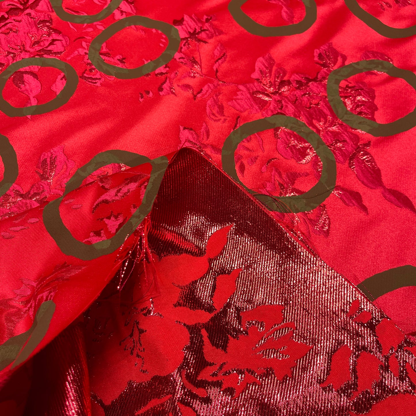 Jacquard Floreale - Rosso Rubino