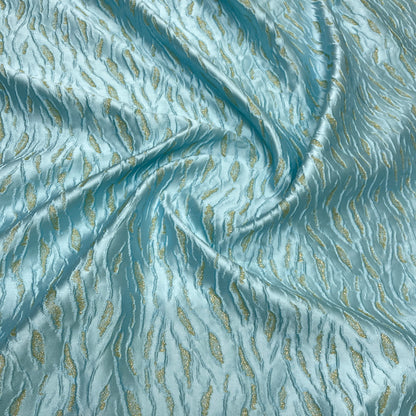 Silk jacquard – Waves Azure Green