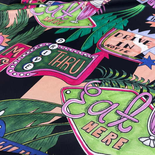 Vintage Pop Print Silk Twill