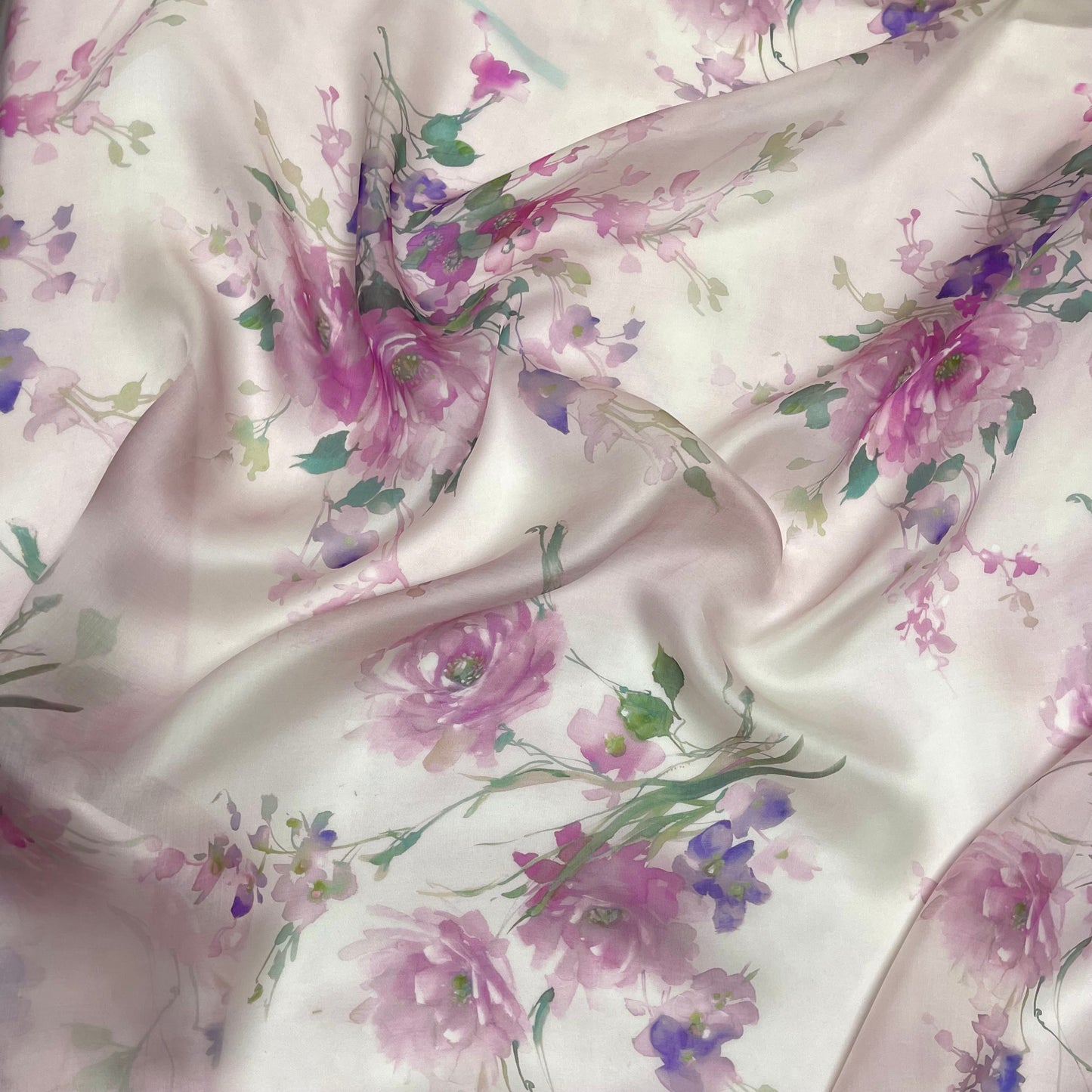 Silk Organza - Light Pink Floral