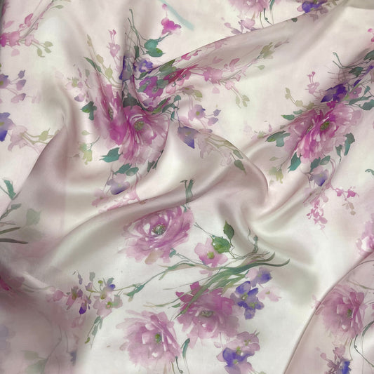 Silk Organza - Light Pink Floral