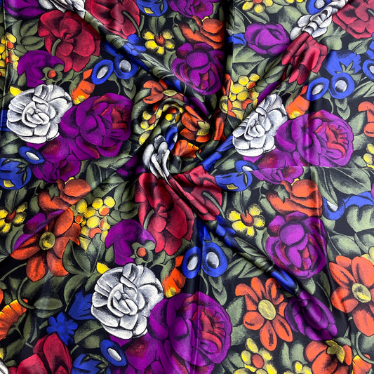 Multicolor Floral Silk Satin – 1.40 × 1.40 m