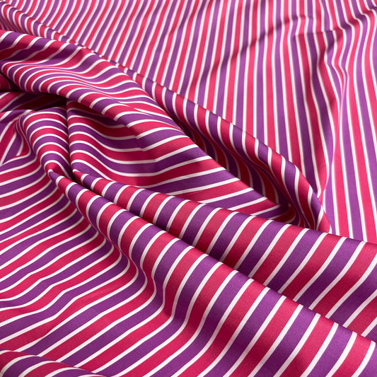 Cotone a Righe Fucsia, Lilla e Bianco