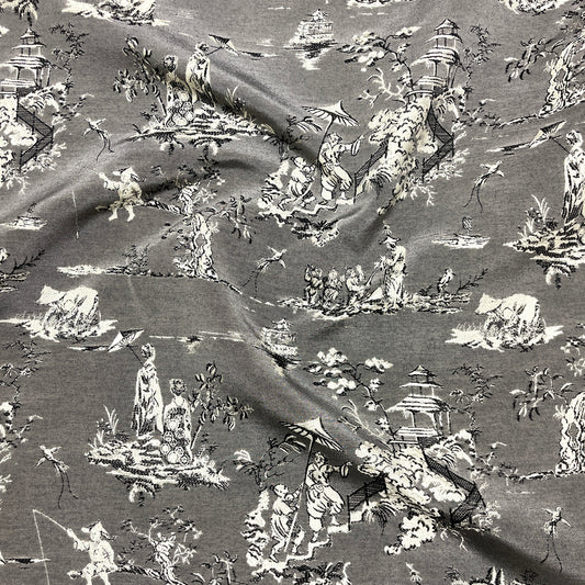 Cotton Jacquard - CD Toile de Jouy Grey