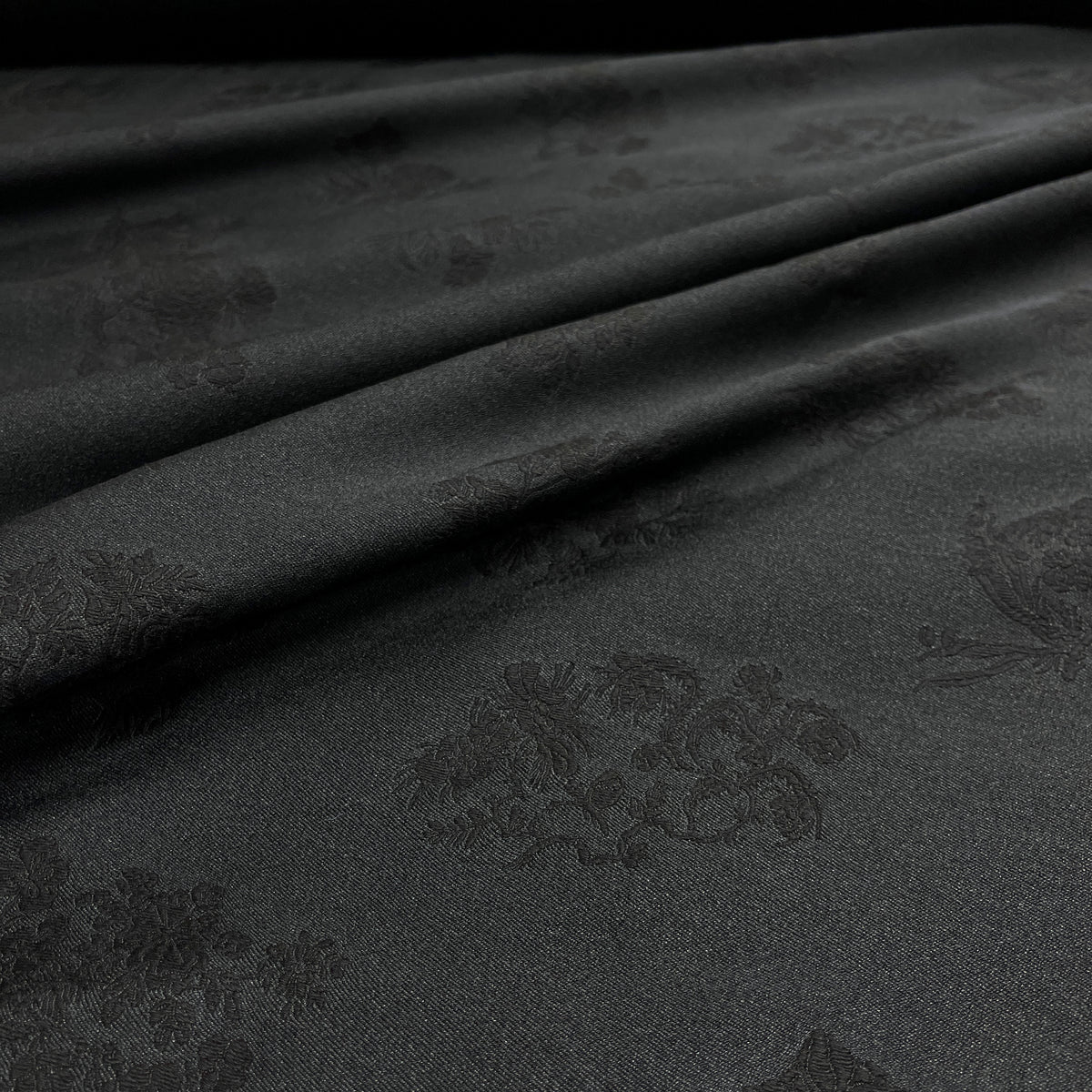 Lana Vergine Seta e Cashmere Jacquard Felpato  – Nero (Peso Medio)