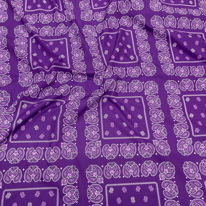 Cotone Popeline Paisley Viola