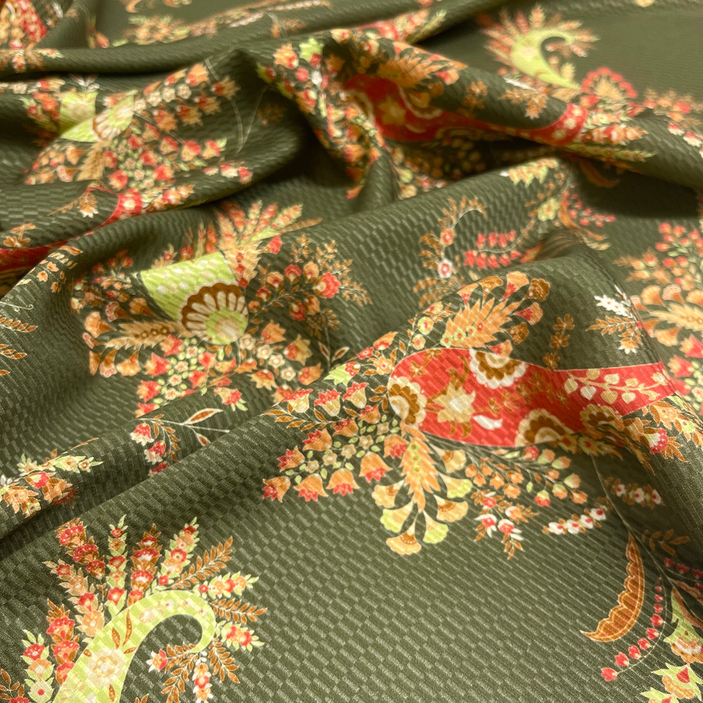 Seta Jacquard Floreale Verde Salvia – 2,00 × 1,40 m