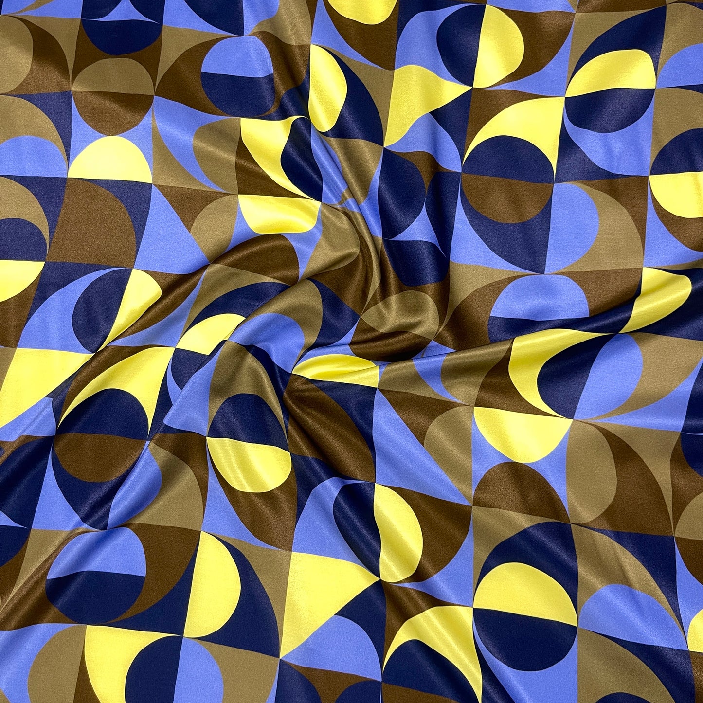 Raso Viscosa/Seta - Geometrico Blu e Giallo