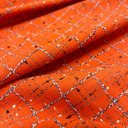 Tweed Cotone GG  - Bouclé a Quadri Arancione