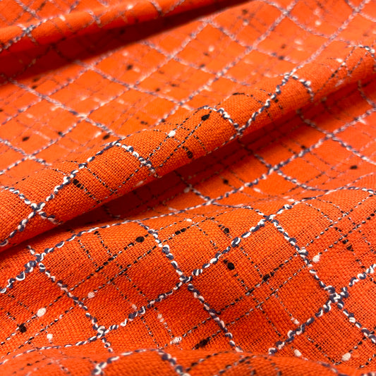 Tweed Cotone GG  - Bouclé a Quadri Arancione