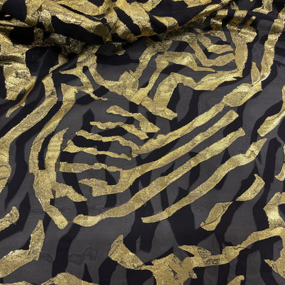 Lame Devoré Organza - Black Gold