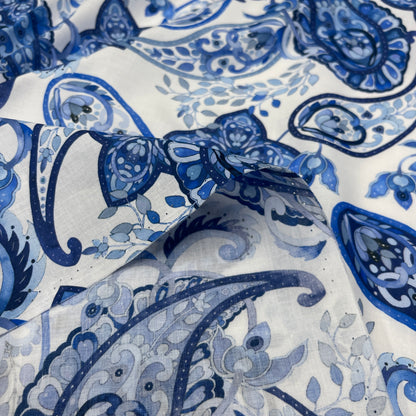Cotone Leggero Paisley Blu
