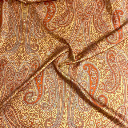 Twill di Seta Paisley Beige e Ruggine – 2,90 × 1,40 m
