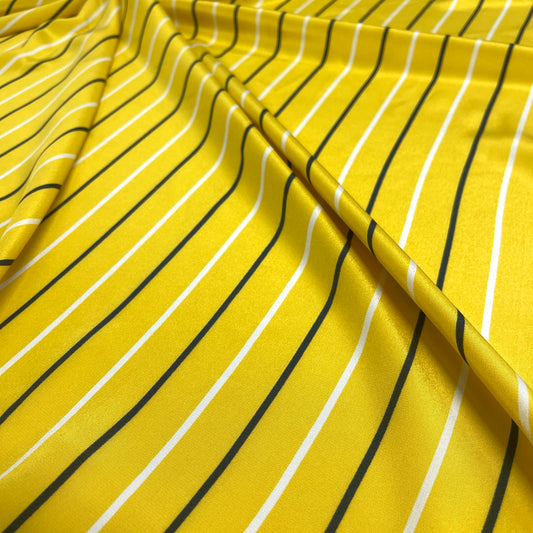 Seta Crepe de Chine a Righe Giallo Sole – 1,60 × 1,40 m