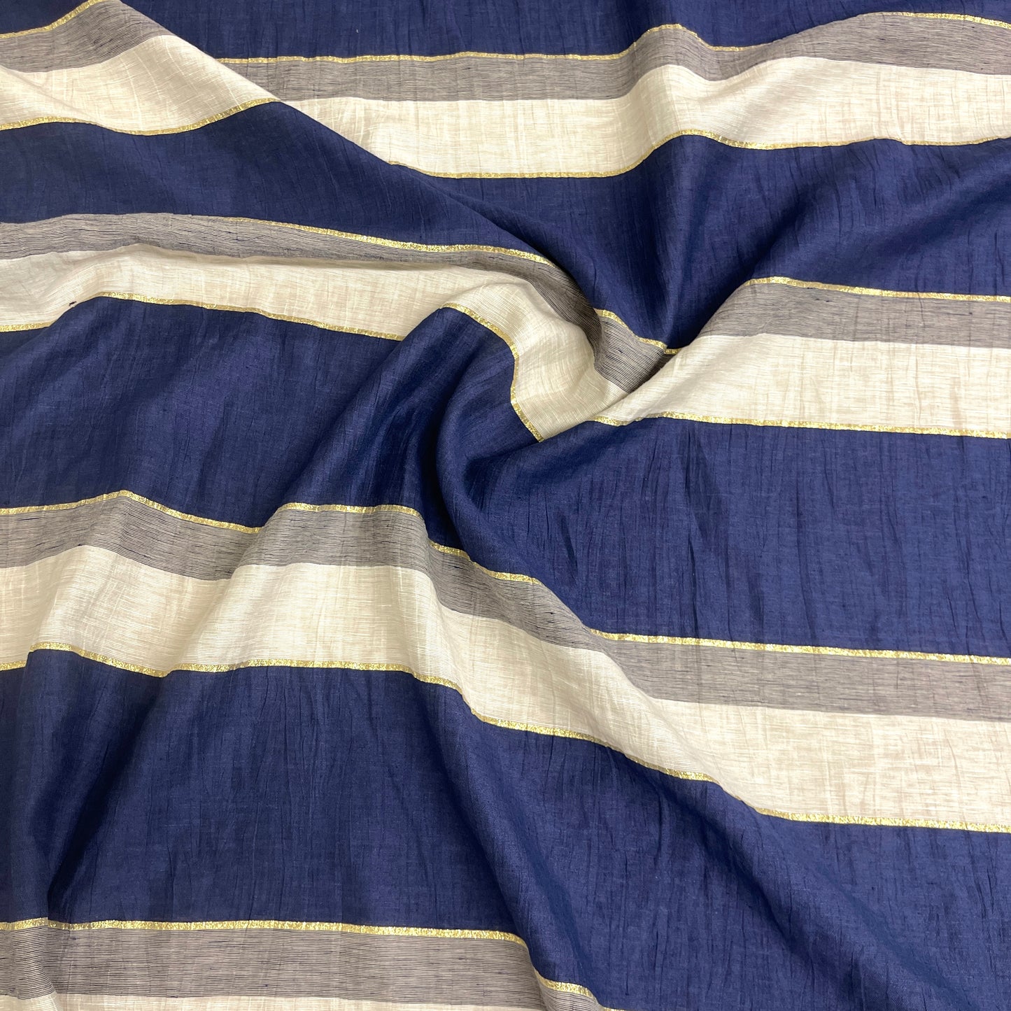 Misto Lino a Righe con Lurex Oro