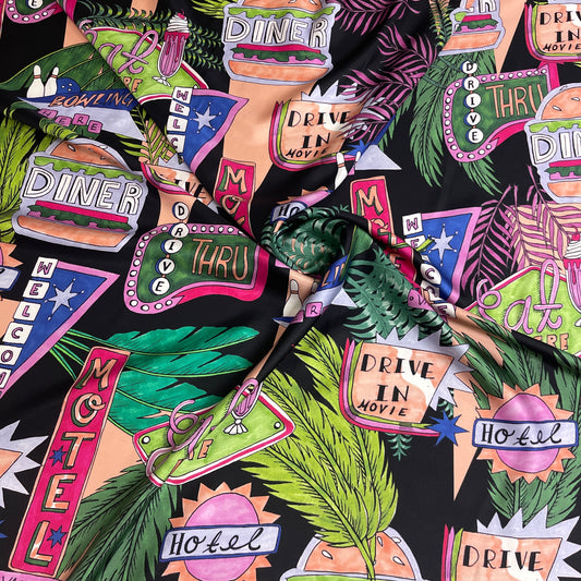 Vintage Pop Print Silk Twill