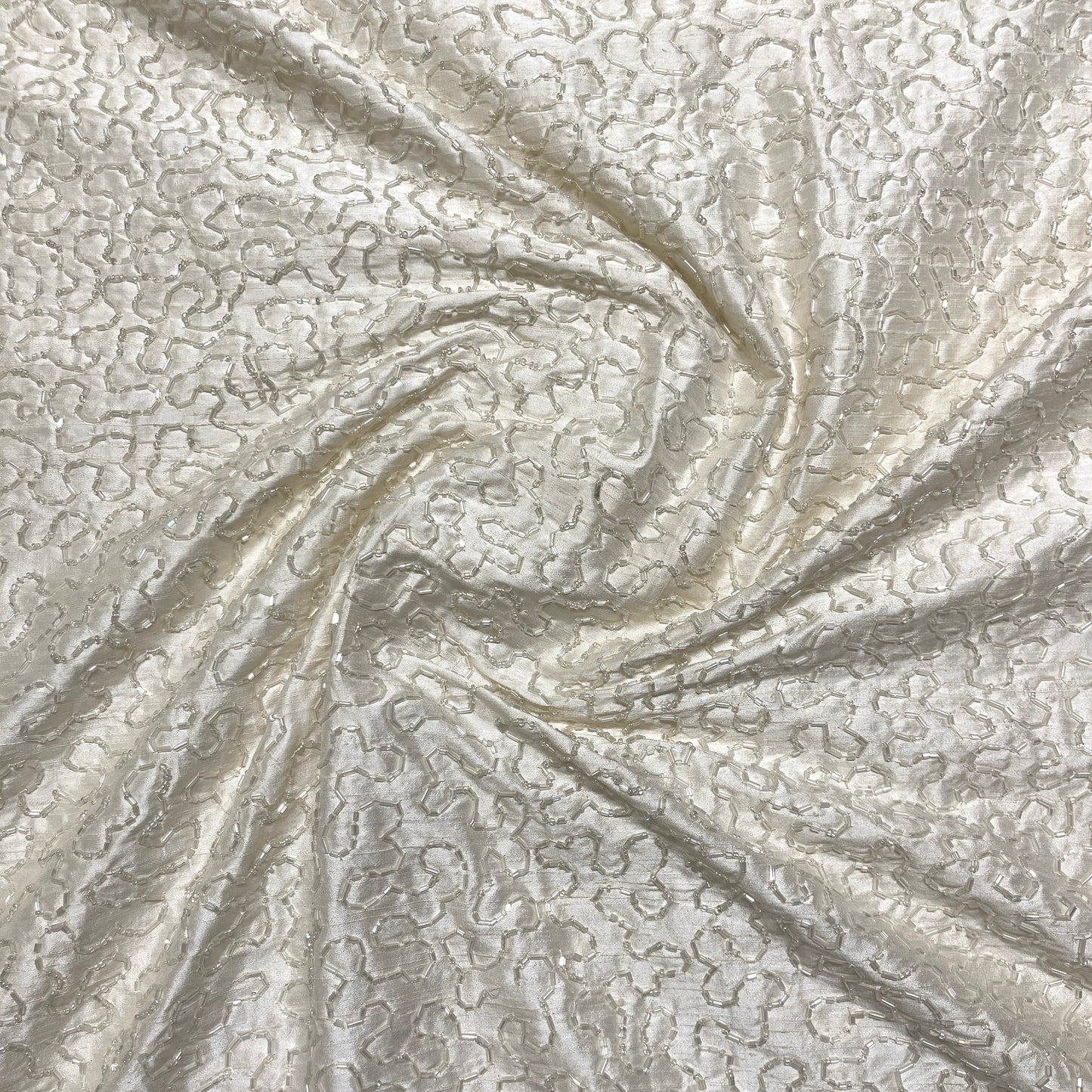 Couture Ivory Embroidered Silk Shantung