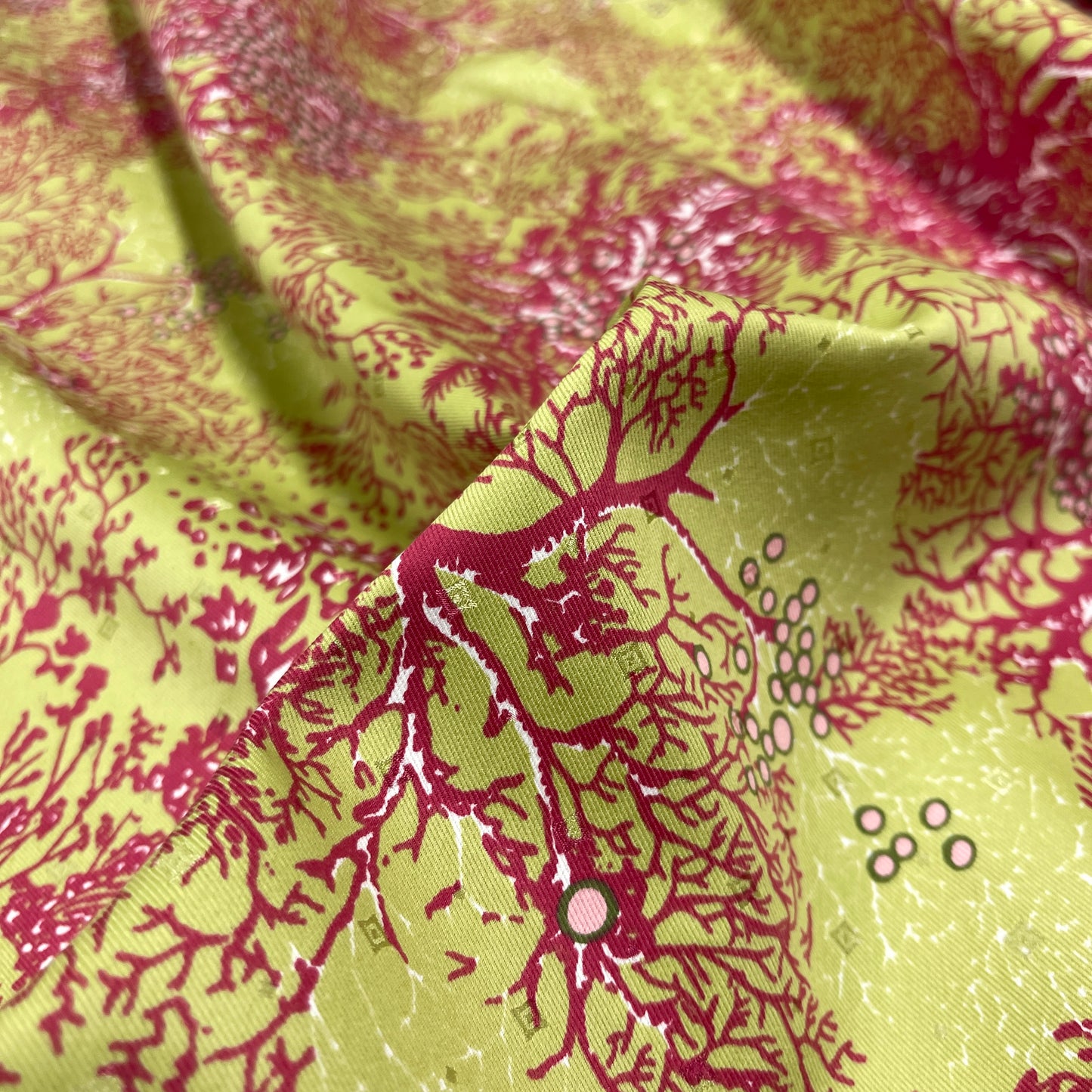 Jacquard Cotone Seta Corallo Lime Haute Couture
