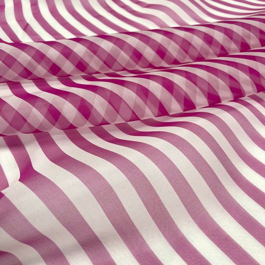 Organza di Seta - Righe Fucsia