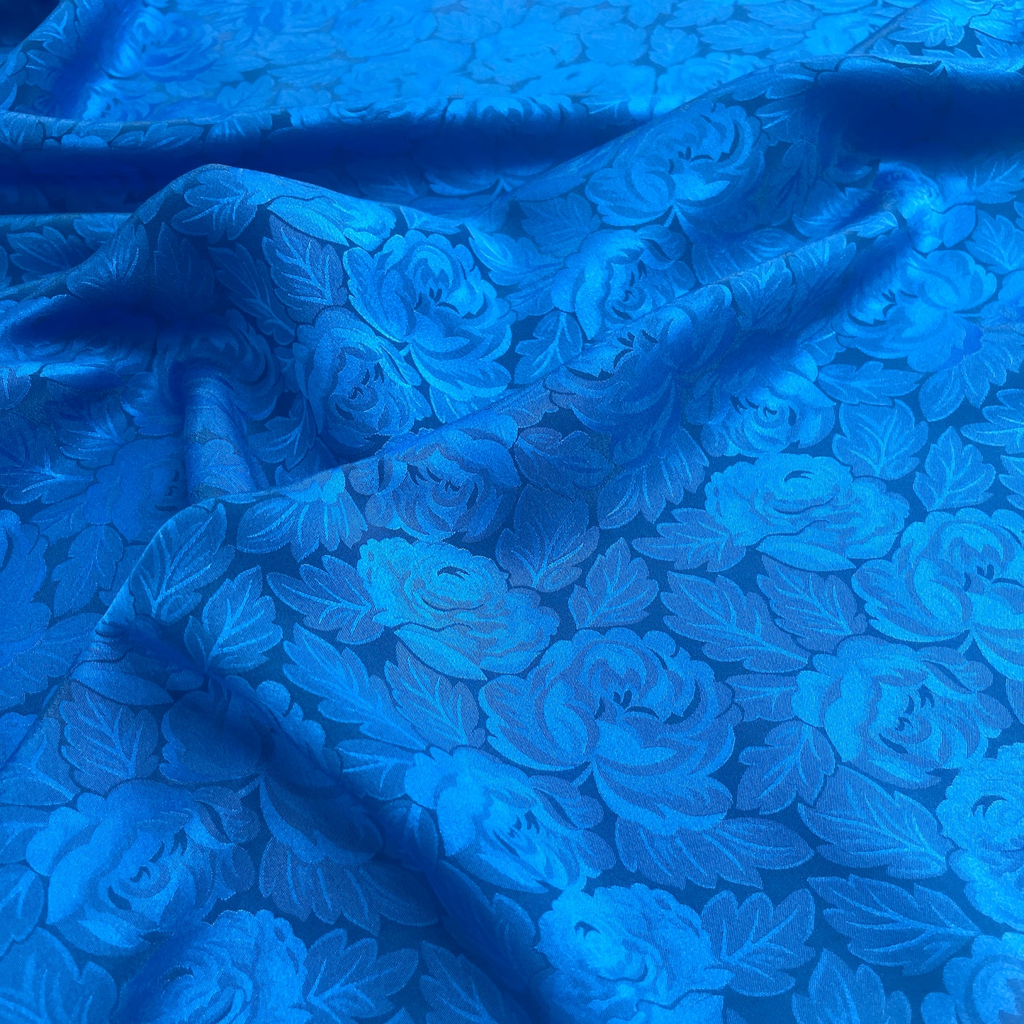Seta Jacquard Floreale Blu Elettrico – 1,60 × 1,40 m