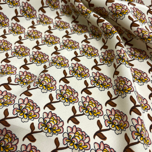 Seta Crepe de Chine  Floreale Geometrica – 1,50 × 1,40 m