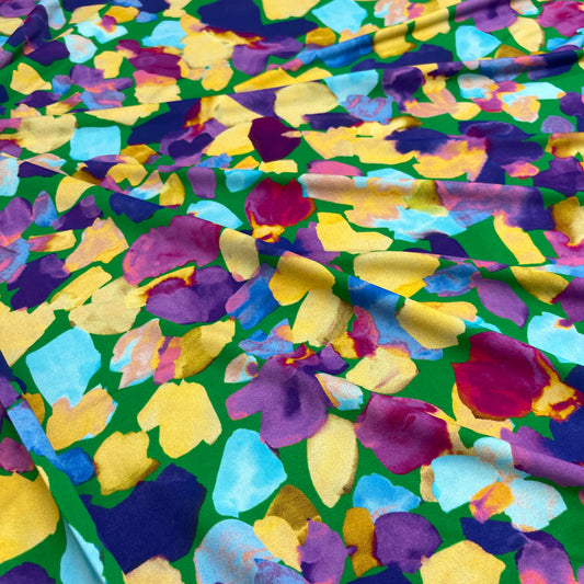 Jersey di Viscosa Fantasia Astratta Multicolor