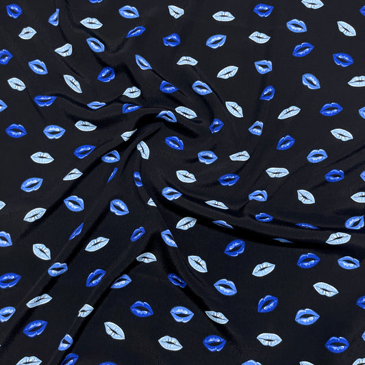 Viscosa Crepe Lips Blu