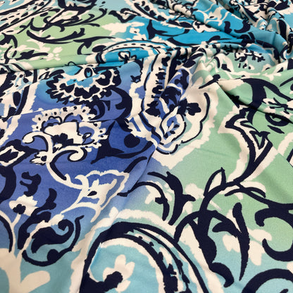 Jersey di Viscosa Fantasia Maiolica Blu