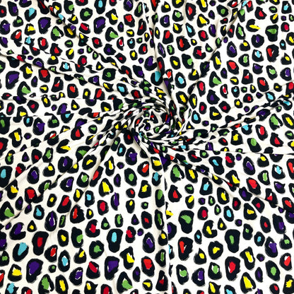Jersey di Viscosa - Animalier Multicolor Bianco
