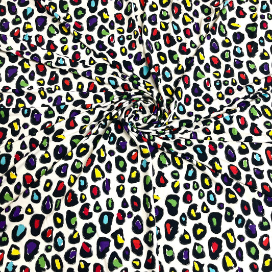 Jersey di Viscosa - Animalier Multicolor Bianco