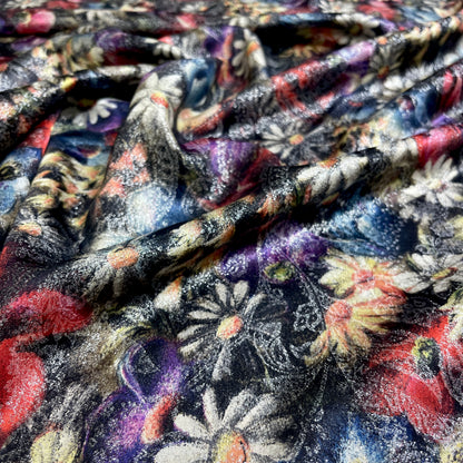 Multicolor Floral Jacquard Silk with Lurex Effect